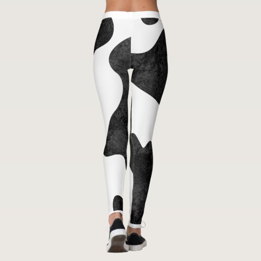 Schwarzes Tier-Typ-Fleck mit weißem Hintergrund Leggings (Rückseite)