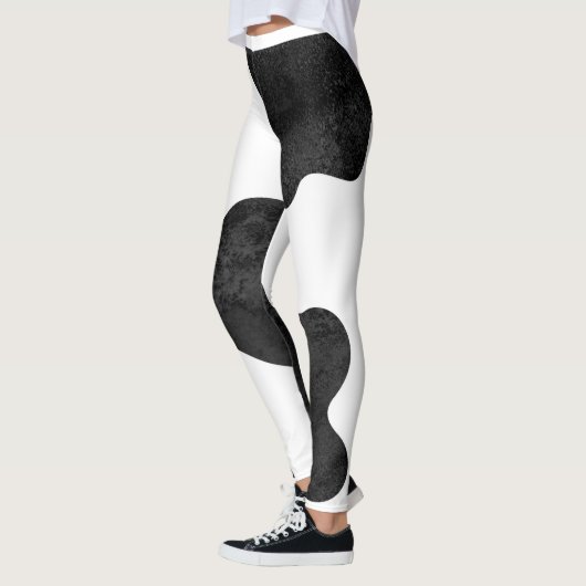 Schwarzes Tier-Typ-Fleck mit weißem Hintergrund Leggings (Links)