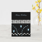 Schwarzes Tiermuster Herz Birthday Karte (Gelbe Blume)