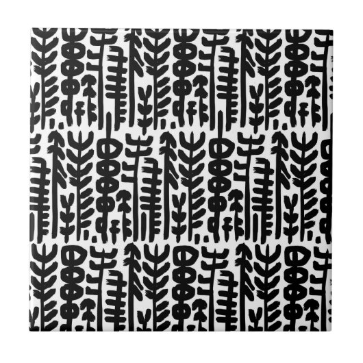 Schwarzes Tinten-Anschlag-Baum-Muster Fliese (Vorderseite)