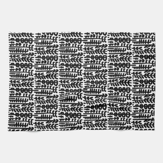 Schwarzes Tinten-Anschlag-Baum-Muster Geschirrtuch (Horizontal)