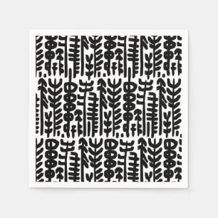 Schwarzes Tinten-Anschlag-Baum-Muster Serviette