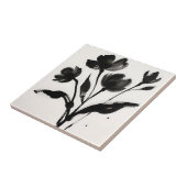 Schwarzes Tinten-Blumenbouquet Fliese (Seite)