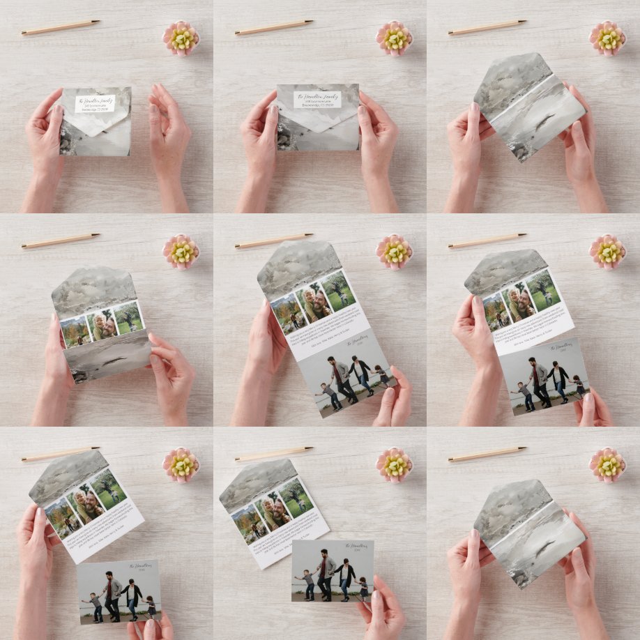 Schwarzes Toile-Foto-Tri-Fold All-in-One-Karte All In One Einladung