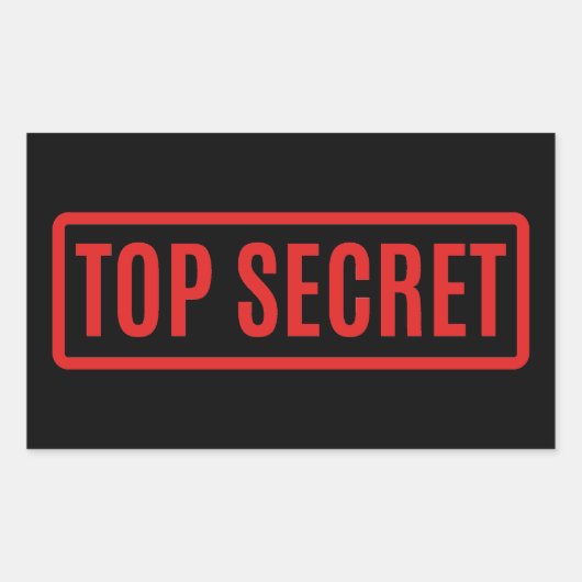 Schwarzes Top Secret Rechteckiger Aufkleber (Vorderseite)