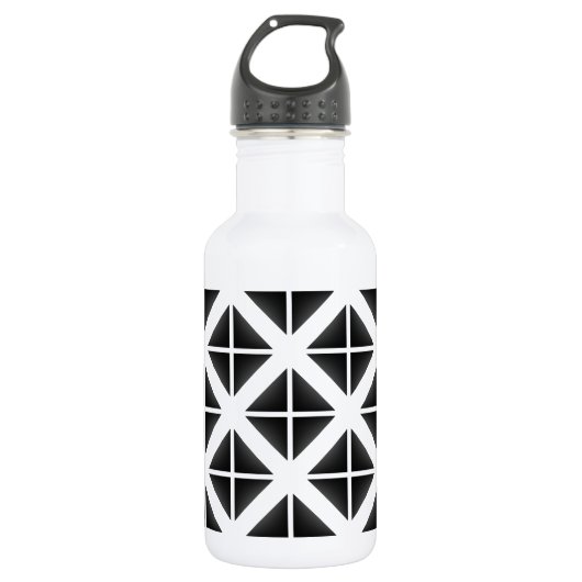 Schwarzes Trendy Triangle Muster Trinkflasche (Vorderseite)