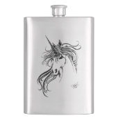 Schwarzes Tribal-Einhorn Flachmann (Vorderseite)