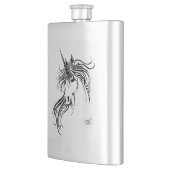 Schwarzes Tribal-Einhorn Flachmann (Links)