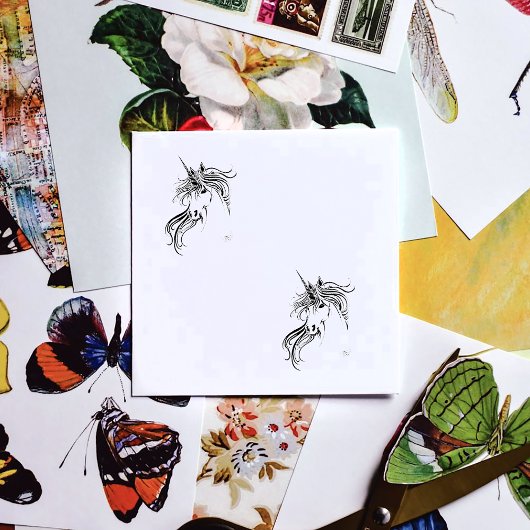 Schwarzes Tribal-Einhorn Gummistempel