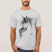 Schwarzes Tribal-Einhorn T-Shirt (Vorderseite)
