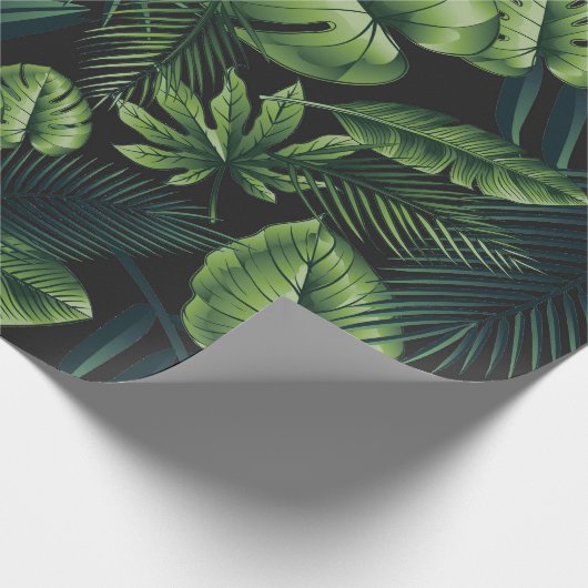 Schwarzes tropisches Muster Geschenkpapier (Ecke)