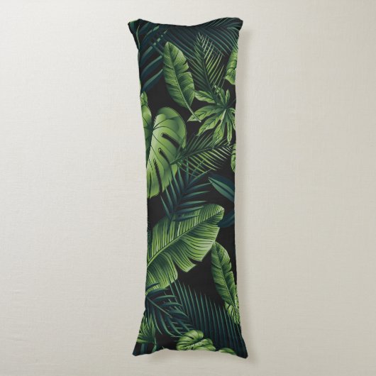 Schwarzes tropisches Muster Seitenschläferkissen (Vorderseite Vertikal)