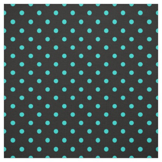 Schwarzes Türkis-Blau-Tupfen-Stellen-Muster Stoff (Muster)