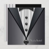 Schwarzes Tuxedo-Party für feierliches Ereignis Sc Einladung (Vorne/Hinten)