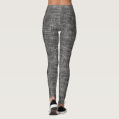 Schwarzes Tweed-Leinen-Muster Leggings (Rückseite)
