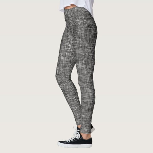 Schwarzes Tweed-Leinen-Muster Leggings (Links)