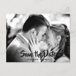 Schwarzes Typografisches Foto Save the Date Ankündigungspostkarte
