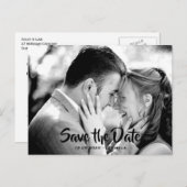 Schwarzes Typografisches Foto Save the Date Ankündigungspostkarte (Vorne/Hinten)