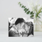 Schwarzes Typografisches Foto Save the Date Ankündigungspostkarte (Stehend Vorderseite)