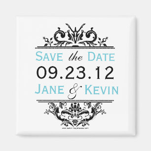 Schwarzes u. Aqua-Save the Date Magnet