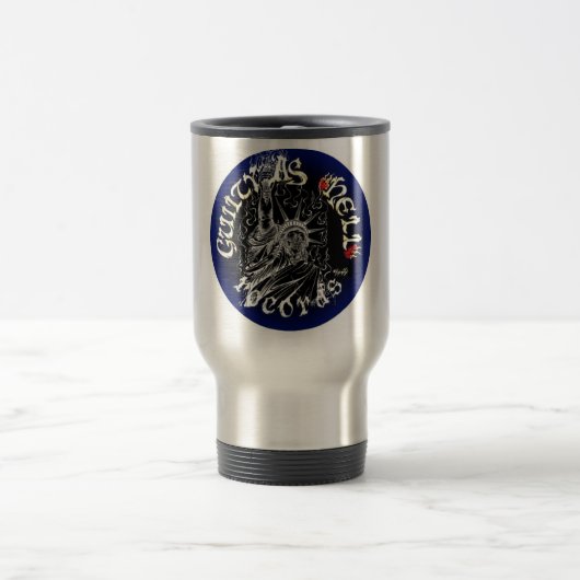 Schwarzes u. blaues Logo Reisebecher (Mittel)