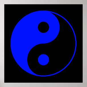 Schwarzes u. blaues Yin Yang Symbol-Plakat Poster