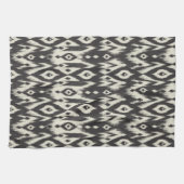 Schwarzes u. Creme Stammes- Ikat Küchentuch (Horizontal)