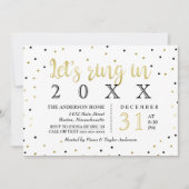 Schwarzes u. das Party des Goldconfetti-neuen Einladung (Vorderseite)