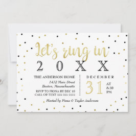 Schwarzes u. das Party des Goldconfetti-neuen Einladung