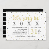 Schwarzes u. das Party des Goldconfetti-neuen Einladung (Vorne/Hinten)