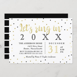 Schwarzes u. das Party des Goldconfetti-neuen Einladung