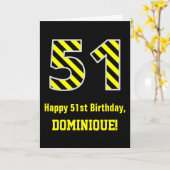 Schwarzes u. gelbes gestreiftes "51"; 51. karte (Gelbe Blume)