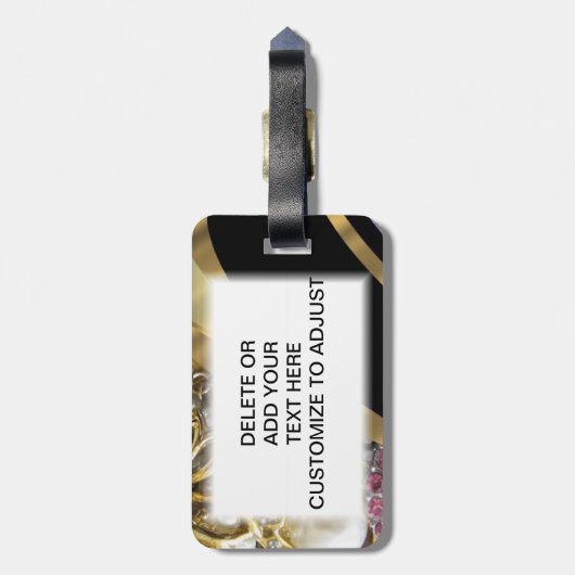 Schwarzes u. Gold bling sind Gepäckanhänger (Rückseite vertikal)