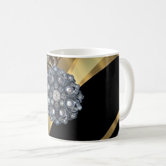 Schwarzes u. Gold bling sind Kaffeetasse (VorderseiteRechts)