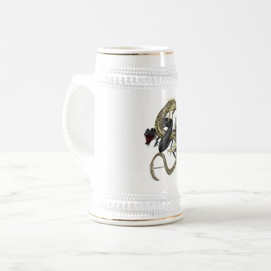 Schwarzes u. Golddrache-Tasse Bierglas (Vorderseite Links)