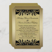 Schwarzes u. goldenes Wirbelskunst-Deko Wedding Einladung (Vorne/Hinten)