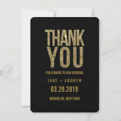 Schwarzes u. GoldGlitzer danken Ihnen Foto-Karten Dankeskarte (Rückseite)