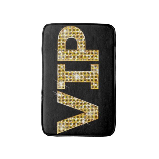 Schwarzes u. GoldGlitzer VIP Badematte (Vorderseite Vertikal)
