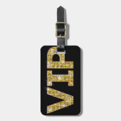 Schwarzes u. GoldGlitzer VIP Gepäckanhänger (Vorderseite vertikal)