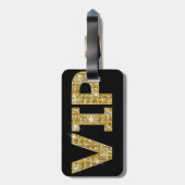 Schwarzes u. GoldGlitzer VIP Gepäckanhänger (Rückseite vertikal)