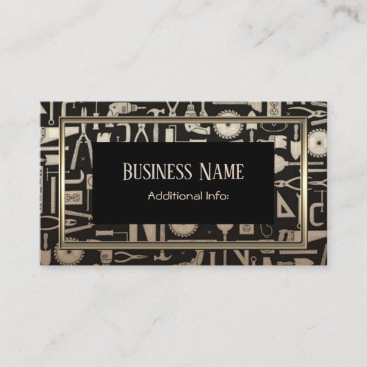 Schwarzes u. Goldwerkstatt-Werkzeug-Visitenkarte 3 Visitenkarte (Vorderseite)