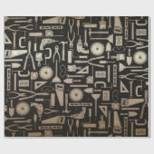 Schwarzes u. Goldwerkstatt-Werkzeuge Geschenkpapier (Flach)