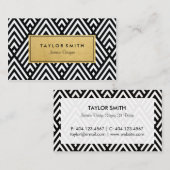 Schwarzes u. GoldZickzack Muster-Geschäfts-Karte Visitenkarte (Vorne/Hinten)