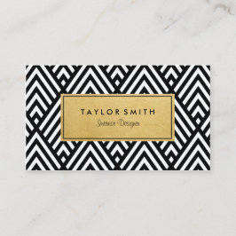 Schwarzes u. GoldZickzack Muster-Geschäfts-Karte Visitenkarte