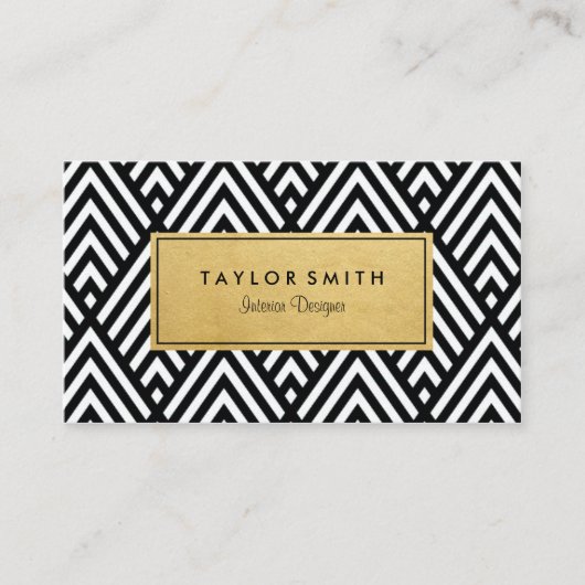 Schwarzes u. GoldZickzack Muster-Geschäfts-Karte Visitenkarte (Vorderseite)