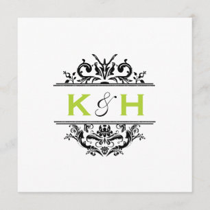 Schwarzes u. grünes quadratisches Wappen laden ein Einladung