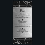 Schwarzes u. Imitat-silberner Menükarte<br><div class="desc">Schwarzes u. Imitat-silberner Blumenstrudel-elegante Menü-Karte. Zusammenpassende Einzelteile verfügbar.</div>