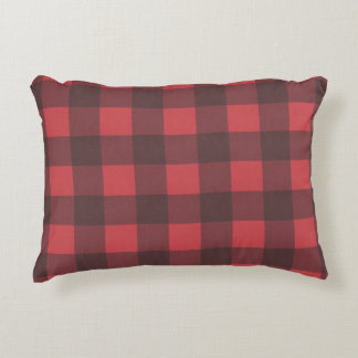Schwarzes u. rotes Büffel-Karo-Muster Zierkissen