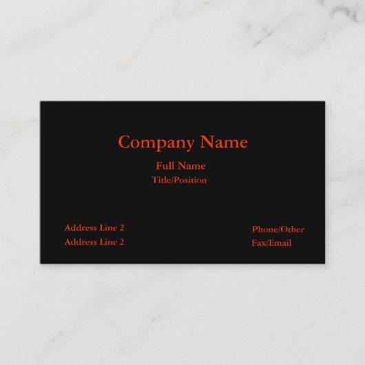 Schwarzes u. rotes Geschäft Karte-schlicht Visitenkarte (Vorderseite)