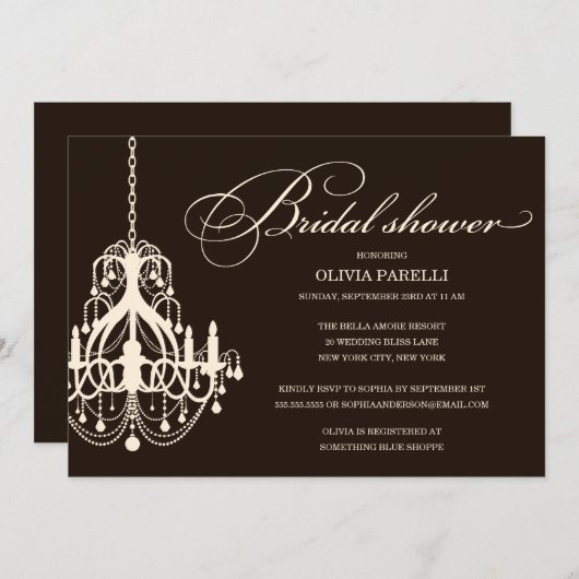 SCHWARZES U. SAHNEBrautparty DES LEUCHTER-%PIPE% Einladung (Vorne/Hinten)